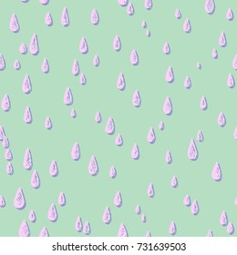 vector illustration of a hand drawn seamless pattern in pastel colors with different size of drops