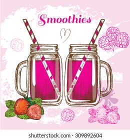 The vector illustration "hand drawn set smoothies" for design