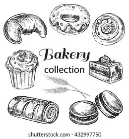 The vector illustration "hand drawn set bakery" for design