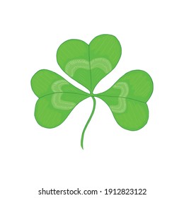 Vector illustration of hand drawn shamrock leaf isolated on white background. Saint Patrick`s Day symbol