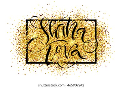 Vector illustration of hand drawn signature for Rosh Hashanah (Jewish New Year). Icon/badge with signature "Shana Tova" (Happy New Year). Lettering template with stars for postcard or invitation card