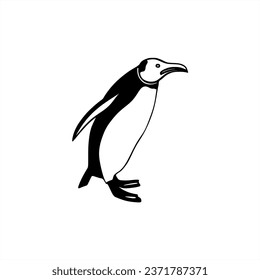 Vector illustration of hand drawn silhouette of a penguin