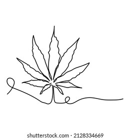 vector illustration hand drawn single continuous line cannabis leaf