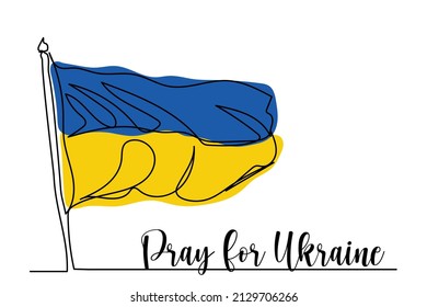 vector illustration hand drawn single continuous line ukraine flag