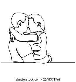 vector illustration hand drawn single continuous line kissing couple