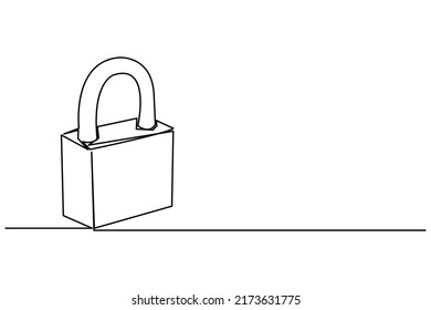 vector illustration hand drawn single continuous line padlock