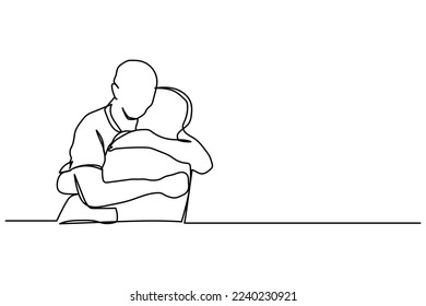 ilustración de vector abrazo de línea continua simple dibujado a mano