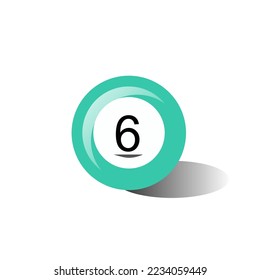 Vector illustration of a hand drawn six ball, icon on a transparent background.
Billiards ball, vector illustration of a blue six ball icon. Billiards, Snooker, Indoor Club Games , Recreational Activi