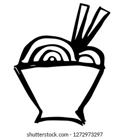 Vector Illustration of Hand Drawn Sketch of Noodles or Ramen Icon on Isolated Background