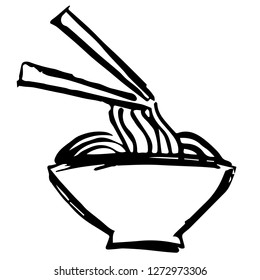 Vector Illustration of Hand Drawn Sketch of Noodles or Ramen Icon on Isolated Background