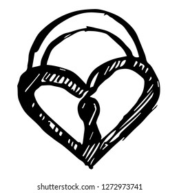 Vector Illustration of Hand Drawn Sketch of Heart for Valentines on Isolated Background