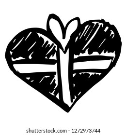 Vector Illustration of Hand Drawn Sketch of Heart for Valentines on Isolated Background