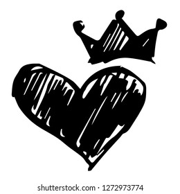 Vector Illustration of Hand Drawn Sketch of Heart for Valentines on Isolated Background