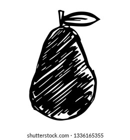 Vector Illustration of Hand Drawn Sketch of Avocado Fruit Icon on Isolated Background