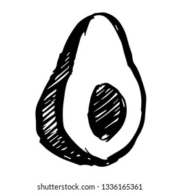 Vector Illustration of Hand Drawn Sketch of Avocado Fruit Icon on Isolated Background