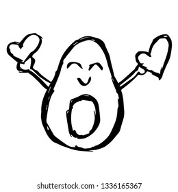 Vector Illustration of Hand Drawn Sketch of Avocado Fruit Icon on Isolated Background