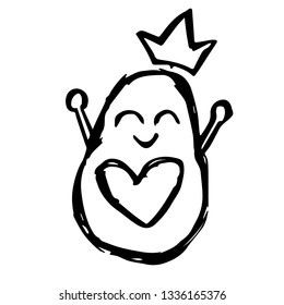 Vector Illustration of Hand Drawn Sketch of Avocado Fruit Icon on Isolated Background