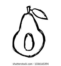 Vector Illustration of Hand Drawn Sketch of Avocado Fruit Icon on Isolated Background