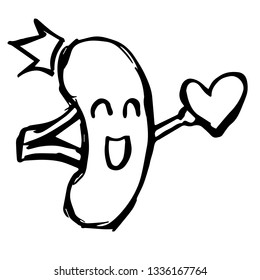 Vector Illustration of Hand Drawn Sketch of Kidney Icon on Isolated Background