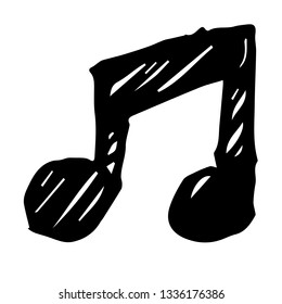 Vector Illustration of Hand Drawn Sketch of Note for Music Icon on Isolated Background