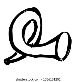 Vector Illustration of Hand Drawn Sketch of Trumpet or Saxophone Instrument for Music Icon on Isolated Background