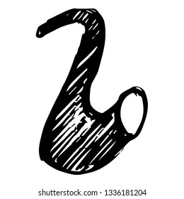 Vector Illustration of Hand Drawn Sketch of Trumpet or Saxophone Instrument for Music Icon on Isolated Background