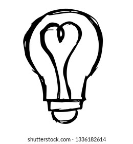 Vector Illustration of Hand Drawn Sketch of Light Bulb Icon on Isolated Background