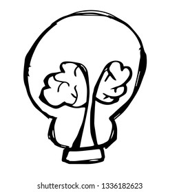 Vector Illustration of Hand Drawn Sketch of Light Bulb Icon on Isolated Background