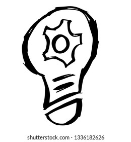 Vector Illustration of Hand Drawn Sketch of Light Bulb Icon on Isolated Background