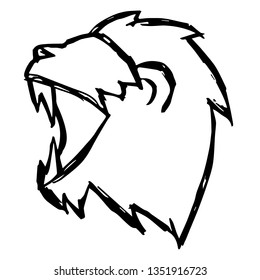Vector Illustration of Hand Drawn Sketch of Lion Animal Icon on Isolated Background