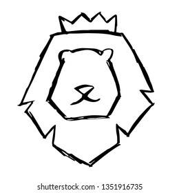 Vector Illustration of Hand Drawn Sketch of Lion Animal Icon on Isolated Background