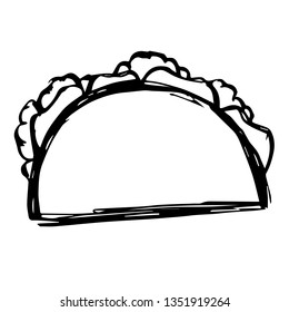 Vector Illustration of Hand Drawn Sketch of Taco Food Icon on Isolated Background