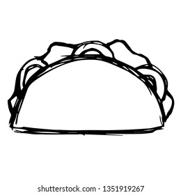 Vector Illustration of Hand Drawn Sketch of Taco Food Icon on Isolated Background