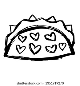 Vector Illustration of Hand Drawn Sketch of Taco Food Icon on Isolated Background