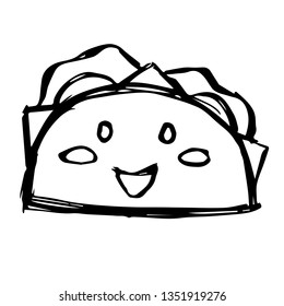 Vector Illustration of Hand Drawn Sketch of Taco Food Icon on Isolated Background
