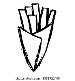 Vector Illustration of Hand Drawn Sketch of French Fries Food Icon on Isolated Background