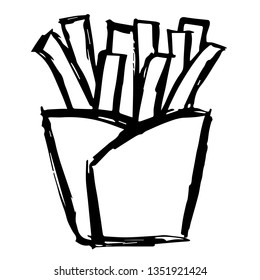 Vector Illustration of Hand Drawn Sketch of French Fries Food Icon on Isolated Background