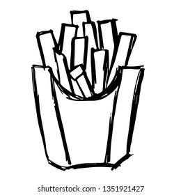 Vector Illustration of Hand Drawn Sketch of French Fries Food Icon on Isolated Background