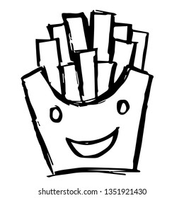 Vector Illustration of Hand Drawn Sketch of French Fries Food Icon on Isolated Background