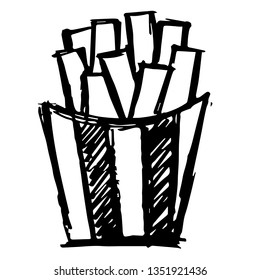 Vector Illustration of Hand Drawn Sketch of French Fries Food Icon on Isolated Background