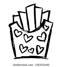 Vector Illustration of Hand Drawn Sketch of French Fries Food Icon on Isolated Background