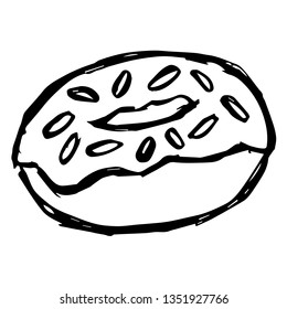 Vector Illustration of Hand Drawn Sketch of Donut Food Icon on Isolated Background