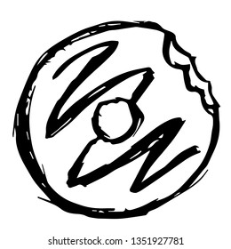 Vector Illustration of Hand Drawn Sketch of Donut Food Icon on Isolated Background