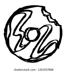 Vector Illustration of Hand Drawn Sketch of Donut Food Icon on Isolated Background