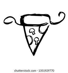 Vector Illustration of Hand Drawn Sketch of Pizza Food Icon on Isolated Background