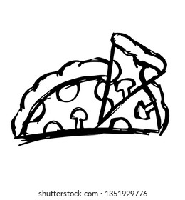Vector Illustration of Hand Drawn Sketch of Pizza Food Icon on Isolated Background