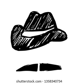 Vector Illustration of Hand Drawn Sketch of Hat and Mustache Man Icon on Isolated Background