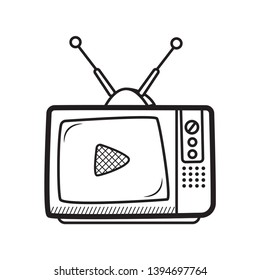 Vector - vector illustration hand drawn sketch of retro television isolated on white background