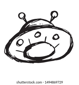 Vector Illustration of Hand Drawn Sketch of UFO or Spaceship Icon on Isolated Background