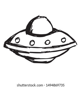 Vector Illustration of Hand Drawn Sketch of UFO or Spaceship Icon on Isolated Background